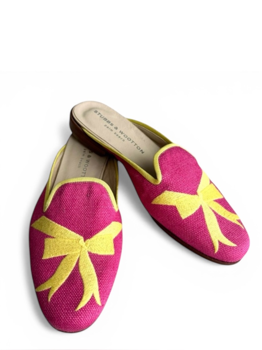 🆕 Stubbs & Wootton Flats Mules Embroidered Loafers Pink